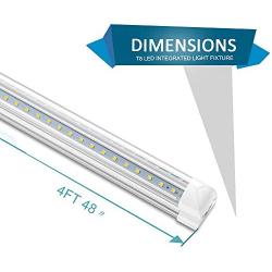 SHOPLED 4FT LED Shop Light for Garage, 36W, 4680LM, 6000K, Cool White, V Shape, No Ballast, T8 Integrated Fixture for Ceiling, Under Cabinet, Basement, Cooler Lighting, Plug and Play 4 Pack