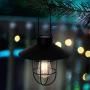 pearlstar Solar Lantern Outdoor Hanging Light Rustic Solar Lamp with Warm White Edison Bulb Design for Garden Yard Patio Proch Decor(Black)