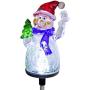 Alpine Corporation QLP1103SLR-2 Alpine 34'' Tall Solar Snowman Fiber Optic LED Lights, Set of 2 Garden Stake, Multicolor