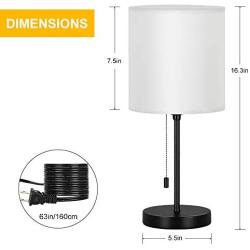 Bedside Table Lamp Modern Table Lamps Classic Nightstand Desk Light with Metal Base and White Cream Color Linen Fabric Shade for Bedrooms, Living Room, Cafe, Office