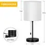 Bedside Table Lamp Modern Table Lamps Classic Nightstand Desk Light with Metal Base and White Cream Color Linen Fabric Shade for Bedrooms, Living Room, Cafe, Office