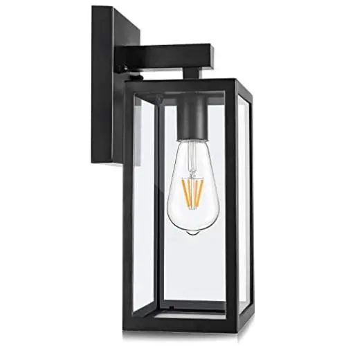 Outdoor Wall Lantern, Exterior Waterproof Wall Sconce Light Fixture, Matte Black Anti-Rust Wall Mount Light with Clear Glass Shade, E26 Socket Wall Lamp for Porch Entryway Doorway (Bulb Not Included) Outdoor Wall Lantern, Exterior Waterproof Wall Sconce Light Fixture, Matte Black Anti-Rust Wall Mount Light with Clear Glass Shade, E26 Socket Wall Lamp for Porch Entryway Doorway (Bulb Not Included)