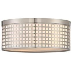 2 Light 10'' Metal Square Grid Brushed Nickel Finish semi Flush Mount Ceiling Light, Chandelier for Living Room Dining Room Bedroom