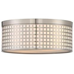 2 Light 10'' Metal Square Grid Brushed Nickel Finish semi Flush Mount Ceiling Light, Chandelier for Living Room Dining Room Bedroom