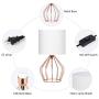 Table Lamps Set of 2 Bedside Lamps Modern Desk Lamp Rose Gold Hollowed Out Metal Base with White Lampshade Night Light Pair for Bedroom Living Room