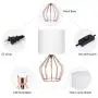 Table Lamps Set of 2 Bedside Lamps Modern Desk Lamp Rose Gold Hollowed Out Metal Base with White Lampshade Night Light Pair for Bedroom Living Room