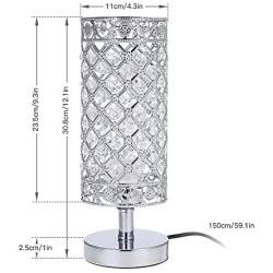 Tomshine Crystal Table Lamps Silver Bedside Nightstand Lamp Desk Lamp for Living Room Bedroom Decorative Dining Room Kitchen Table Lamps