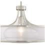 Possini Euro Design Brushed Nickel Pendant Light 19 1/4'' Wide Modern Art Deco Silver Organza Drum Clear Glass Shade for Kitchen Island Dining Room - Possini Euro Design