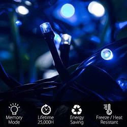 Marchpower Christmas String Light- 300 LED 131 feet 8 Modes Battery Operated Fairy Lights, Waterproof Indoor/Outdoor Decorative Lights for Xmas Tree Wedding Party Festival, Blue