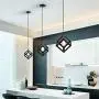 ZHU YAN Industrial Light Indoor Wire Cage Farmhouse Square Metal Black Pendant Light, Hanging Pendant Lighting Fixture for Kitchen Island Living Room Dining Room ,1 Pack (Black)
