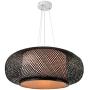 LITFAD Black Lantern Pendant Lighting LED Hanging Lamp Modern Weave Single Light Pendant Lamp Ceiling Hanging Light with Adjustable Cord for Restaurant Dining Room Bedroom - 19.8'' (50 cm)