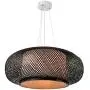 LITFAD Black Lantern Pendant Lighting LED Hanging Lamp Modern Weave Single Light Pendant Lamp Ceiling Hanging Light with Adjustable Cord for Restaurant Dining Room Bedroom - 23.5'' (60 cm)