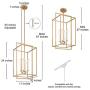 GEPOW Gold Chandelier, Modern 4-Light Foyer Chandeliers Linear Lighting Fixture for Dining Room, Stairway, Living Room, Bedroom and Entryway