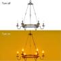 Lampundit 6 Light Rustic Farmhouse Chandelier, Dining Room Lighting Fixtures Hanging Metal Finish, Wagon Wheel Pendant Light with French Country Style Candles for Kitchen Island Lighting