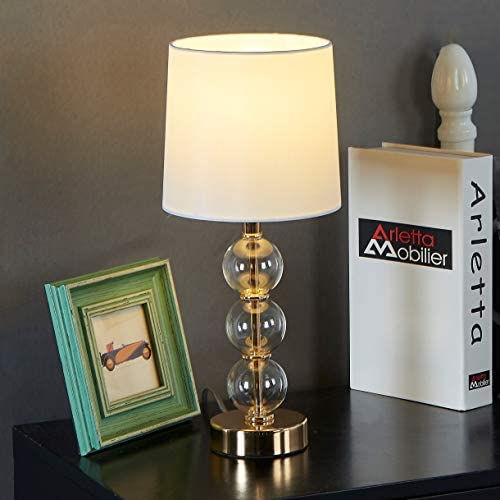 FERWVEW Modern Gold Small Nightstand Lamps Bedside End Table Lamp, Accent Lamp for Living Dining Room Bedroom Coffee Kitchen Entryway