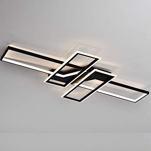 Modern LED Rectangular Ceiling Lights 3000-6000K with Remote Control Acrylic Flush Mount Lighting Fixture for Living Room Dimmable Light Color Changeable
