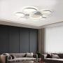 Qamra Modern LED Ceiling Light, Creative Dimmable Flush Mount Lighting Fixture, 3 Color 7 Rings Chandelier with Remote Control for Living Room Kitchen Island Bedroom Dining Room (White,80W)