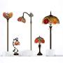 Tiffany Ceiling Fixture Light W12H11 Inch Semi Flush Mount Stained Glass Yellow Red Rose Shade Antique Style S001 WERFACTORY LAMPS Coffee Bar Study Office Entry Kitchen Island Hallway Dining Room Loft
