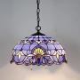 Tiffany Hanging Lamp 16 Inch Pendant Light Blue Purple Baroque Lavender Stained Glass Shade S003C WERFACTORY Chandelier Ceiling Fixture Dining Living Room Bedroom Study Office Coffee Bar Hallway Loft