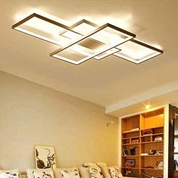 Modern LED Ceiling Lights Living Room Dining Room Ceiling Lighting Fixtures 3000-6500K Hanging Lamp Dimmable Remote Acrylic Rectangle Chandeliers Hotel Kitchen Bedroom Pendant Light,White/105cm/65w