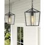 Emliviar Modern Outdoor Pendant Light, 1-Light Outdoor Hanging Lantern Light in Balck Finish with Clear Glass, 20065H BK