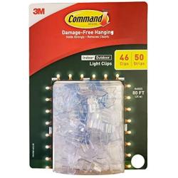 Command Indoor Outdoor Light Clips with 46 Clips 50 Strips Hangs 80 ft