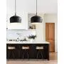 Modern Pendant Light Fixture, D11.4'' Black Metal Lampshade Wood Pattern Dome Minimalist Industrial Ceiling Hanging Light for Kitchen Island, Dining Room, Living Room, Bedroom Restaurant