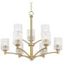 Icelight Warm Brass Large Chandelier 31 1/2'' Wide Modern Mid Century Prismatic Clear Glass 9-Light Fixture for Dining Room House Island Entryway Bedroom Living Room - Possini Euro Design