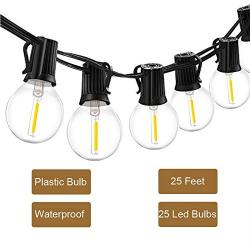 FungLam 2 Pack 25Ft G40 Globe String Lights with 25+2 Plastic Clear Bulbs, UL Listed Backyard Patio Lights, Hanging Waterproof Lights for Indoor/Outdoor Commercial Decor