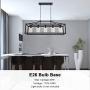 BONLICHT Kitchen Island Lighting 5 Light Modern Farmhouse Metal Cage Chandeliers with Clear Glass Shade Black Industrial Rectangle Dining Room Light Fixture Hanging Pendant Lamp for Foyer Bar Entryway