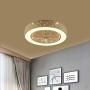 KWOKING Lighting Modern Circular Ceiling Fans with Lights 21.5'' Wide LED Flush Mount Ceiling Light with Remote Control 3 Blades Dimmable Hanging Lamp for Living Room Dining Room Style A