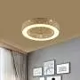 KWOKING Lighting Modern Circular Ceiling Fans with Lights 21.5'' Wide LED Flush Mount Ceiling Light with Remote Control 3 Blades Dimmable Hanging Lamp for Living Room Dining Room Style A