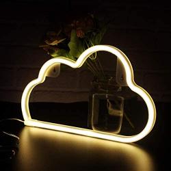 Warm White Cloud Neon Sign for Home Decoration Night neon Light for Wall Decoration Battery/USB Plug LED Neon Light for Living Room Christmas Party