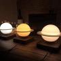 Unique 3D Magnetic Levitation Moon Football Lamp Saturn Night Light Rotating Led Magnetic Floating Saturn Lamp Living Room Bedroom Home Decoration-Hexagonal_Oak_Base_Saturn