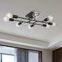 ELUZE Black Flush Mount Ceiling Light Metal Dining Room Ceiling Light, 8 Lights E26 Base Sputnik Chandelier Lighting Industrial Vintage Kitchen Light Fixtures