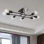 ELUZE Black Flush Mount Ceiling Light Metal Dining Room Ceiling Light, 8 Lights E26 Base Sputnik Chandelier Lighting Industrial Vintage Kitchen Light Fixtures