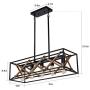 XIPUDA Kitchen Island Pendant Light Fixture Farmhouse Chandeliers Lighting, Pool Table Linear Lights, Wood Metal Frame Hanging Light for Dinning Room (5-Light)