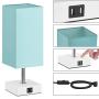 Touch Control Table Lamp,Seealle Teal Aqua Table Lamp with 2 USB Fast Charging Ports,3 Way Dimmable Bedside Nightstand Green Desk Lamp for Bedroom Living Room Office Reading(Bulb Included)