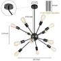 Sputnik Chandeliers Black 12 Lights Sputnik Light Fixture Mid Century Modern Contemporary Ceiling Light Vintage Black Pendant Lighting Fixtures Industrial Hanging Lights for Kitchen Bathroom Hallway