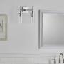 Effimero Chrome Bathroom Vanity 2 Light Fixture - Modern Over Mirror Lighting with Clear Glass Shades