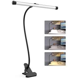 YOUKOYI LED Desk Lamp with Clamp, Flexible Gooseneck Arm Drafting Table Lamp, 10 Brightness Levels, 3 Color Modes, Can be Power by USB, 5W for Headboard, Workbench, Studio, Bedside Reading -- Black