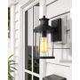 Zeyu Outdoor Wall Light, Exterior Wall Sconce with Dusk to Dawn and Motion Sensor, Black Finish with Clear Glass Shade, ZW07B-SE BK