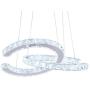 Modern 2 C Rings Crystal Chandelier Lighting LED Pendant Light Fixture Adjustable Stainless Steel Ceiling Hanging Lamp for Dinning Room Living Room Bedroom Kitchen (Cool White)