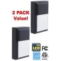 CORAMDEO Commercial & Residential Outdoor Sconce Wall Pack Light Fixture, Wet Location, Built in LED Gives 100W of Light from 12W of Power, Black Cast Aluminum with White PC Lens 2 Pack