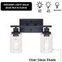 Banato Lighting Black Bathroom Vanity Light 2-Light Indoor Industrial Wall Light Fixtures with Clear Glass Shade for Bedroom Powder Room Living Room