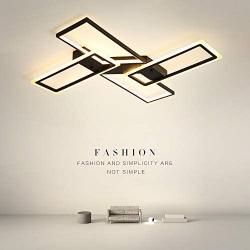 FangYanMei Modern Ceiling lamp for Bedroom Dining Study Room Ceiling lamp Fixture Black Metal Acrylic Close to Ceiling Lights, Rectangular Combination Ceiling Light （95W）