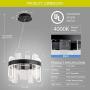Modern LED Pendant Light, 10-Light Acrylic Circular Chandelier Contemporary Adjustable Hanging Ceiling Pendant Lighting for Living Room Bar Dining Room, 40W 4000K Nature White, Matte Black, Mesh