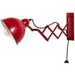 Rustic State Vintage Design Wall Reading Scissor Extension Accordion Lamp with a Dimmable Toggle Switch and 60 Watt Edison Light Bulb (Red)