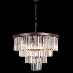 Meelighting Oil Rubbed Bronze Crystal Modern Contemporary Chandeliers Pendant Ceiling Light 4-Tier Chandelier Lighting for Dining Room Living Room Bedroom Girls Room Dia 23.6''