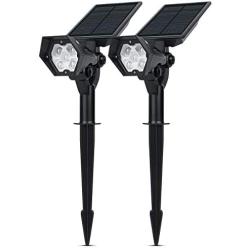 VOSONX Solar Spot Lights Outdoor - Adjustable Wireless Waterproof Solar Powered Landscape Spotlights 2-in-1 Outdoor Solar Lights for Yard Garden Driveway Porch Walkway Pool Patio (Cold White)